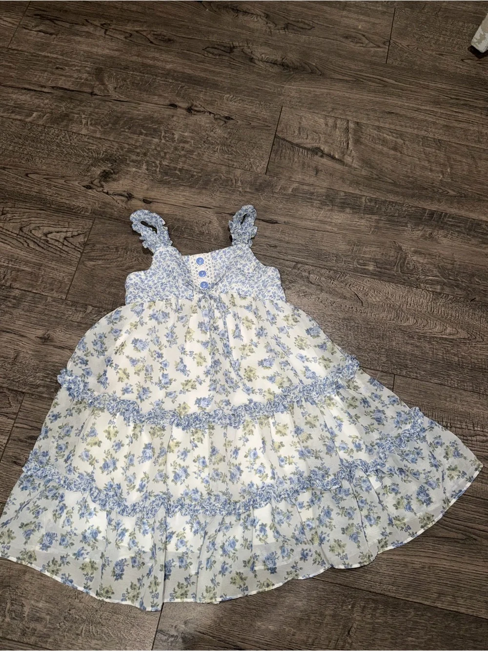 Jona Michelle Blue and White Floral Sundress for Girls